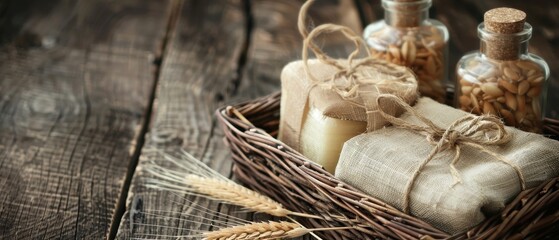 Obraz premium Handmade Soap and Natural Products in a Rustic Setting