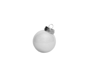 Close up of white christmas tree ball isolated on white background. New Year concept