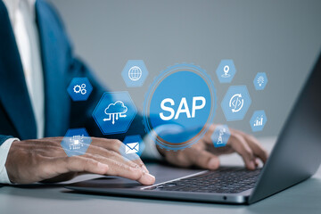 SAP (Systems Applications and Products) or ERP (enterprise resources planning) system concept....