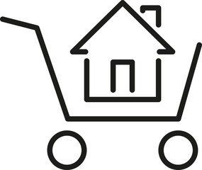 House shopping icon. Real estate symbol. Line icon.