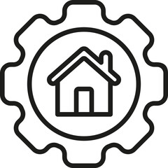 Home setting icon. Real estate symbol. Line icon.