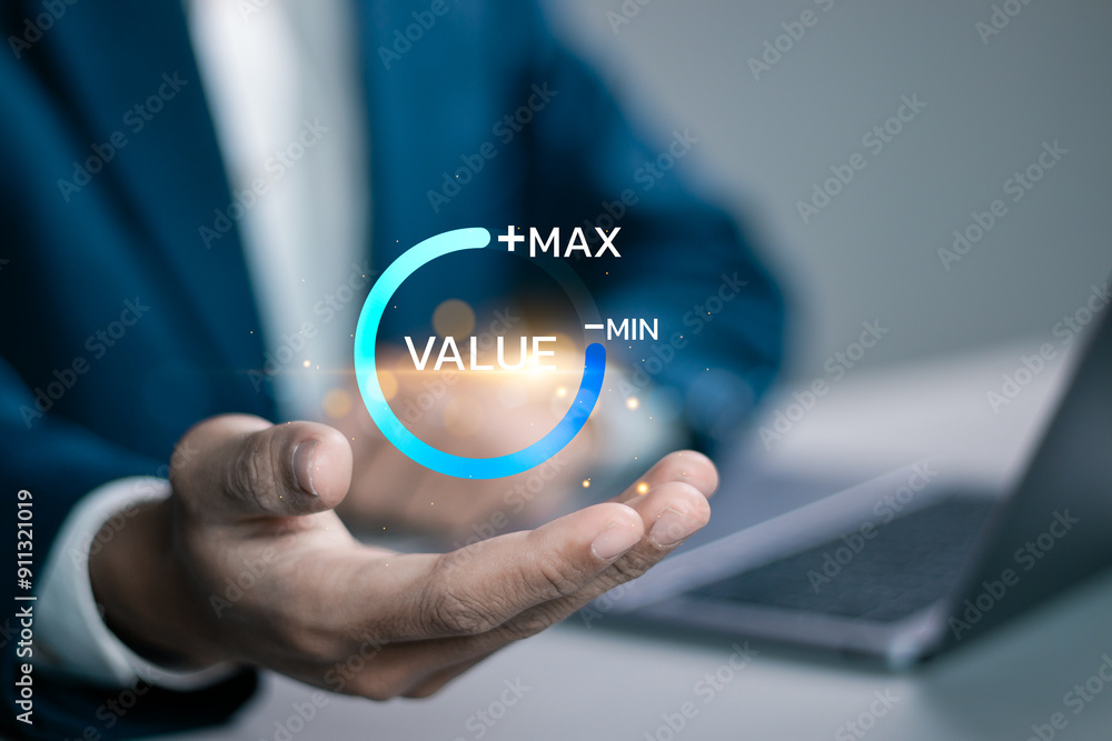 Poster value concept. increasing value added to business product and service. increase value business or fi