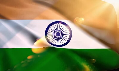 The vibrant colors of the national Indian flag flutter in the breeze, showcasing India's pride and cultural richness. India Republic Day