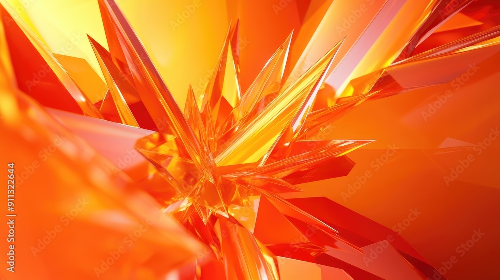 Poster bold 3d orange background with sharp angles and bright tones, ideal for striking and impactful compo