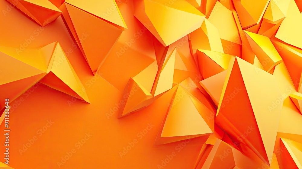 Poster bold 3d orange background with sharp angles and bright tones, ideal for striking and impactful compo