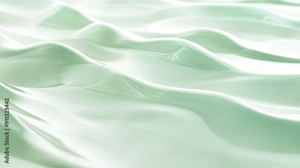 Aufkleber calm 3d light green background with soft waves and gentle shadows, creating a serene and tranquil at