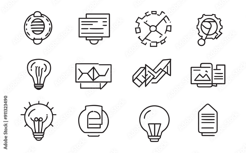 Aufkleber set of icons for web , modern and simple mail and technology related hand drawing graphics elements 