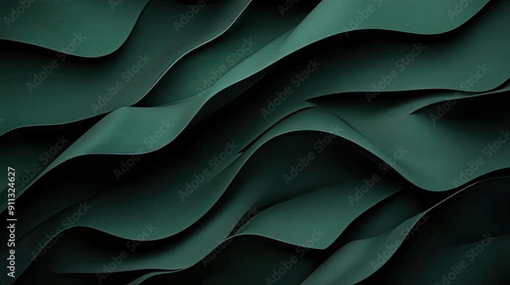 Poster deep 3d dark green background with rich gradients and soft transitions, creating an immersive and lu