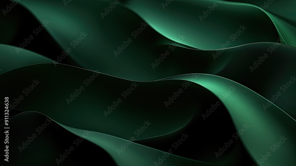 Poster deep 3d dark green background with rich gradients and soft transitions, creating an immersive and lu