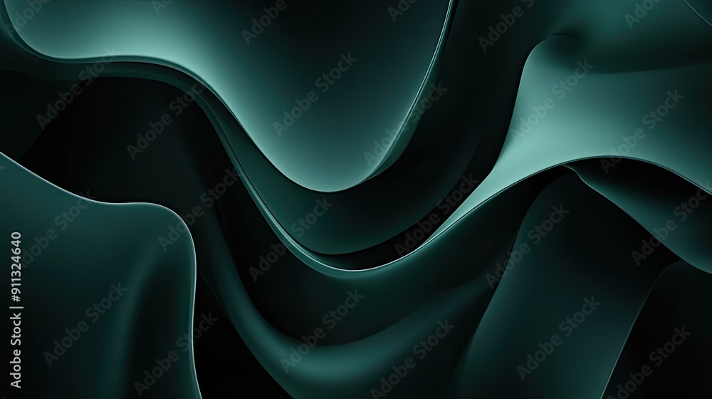 Poster deep 3d dark green background with rich gradients and soft transitions, creating an immersive and lu