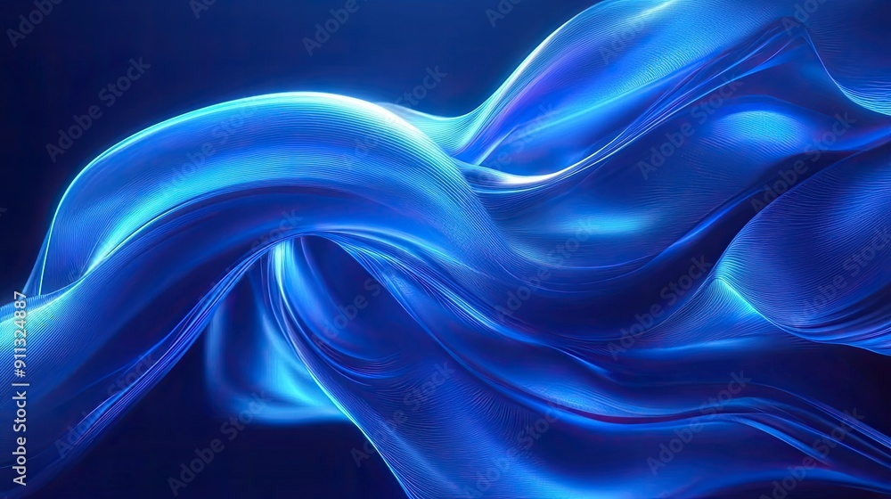Poster dynamic 3d blue background with flowing lines and gradient lighting, ideal for vibrant and energetic