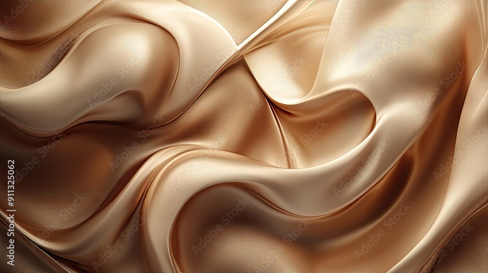 Poster Dynamic 3D brown background with swirling, fluid shapes and a matte finish.