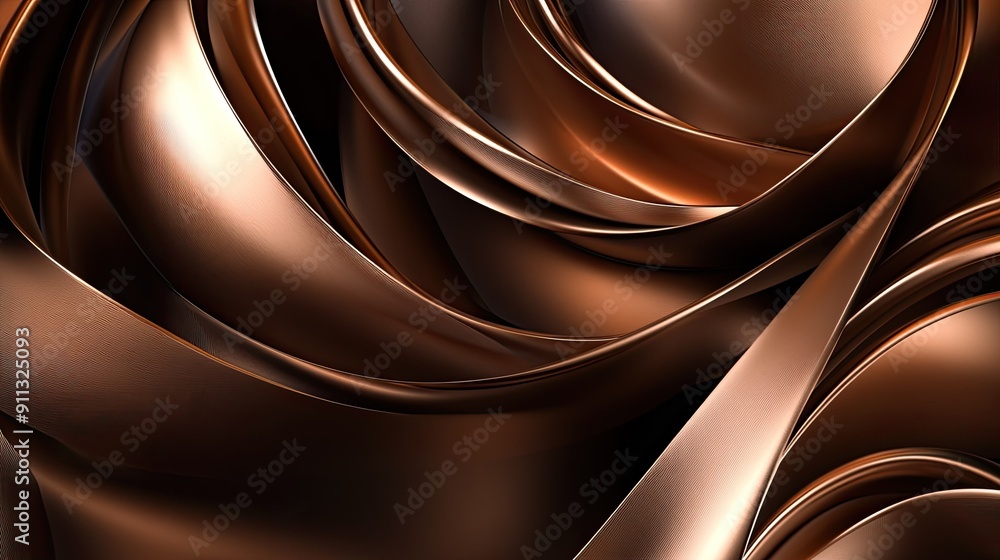 Poster dynamic 3d brown background with swirling ribbons and a matte finish.