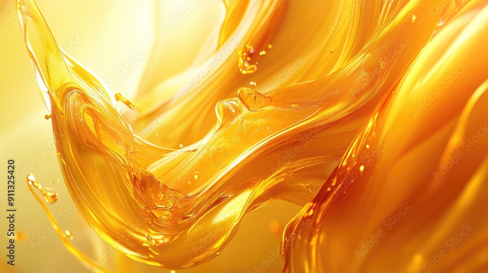 Poster dynamic 3d golden yellow background with abstract forms and vibrant highlights, ideal for energetic 