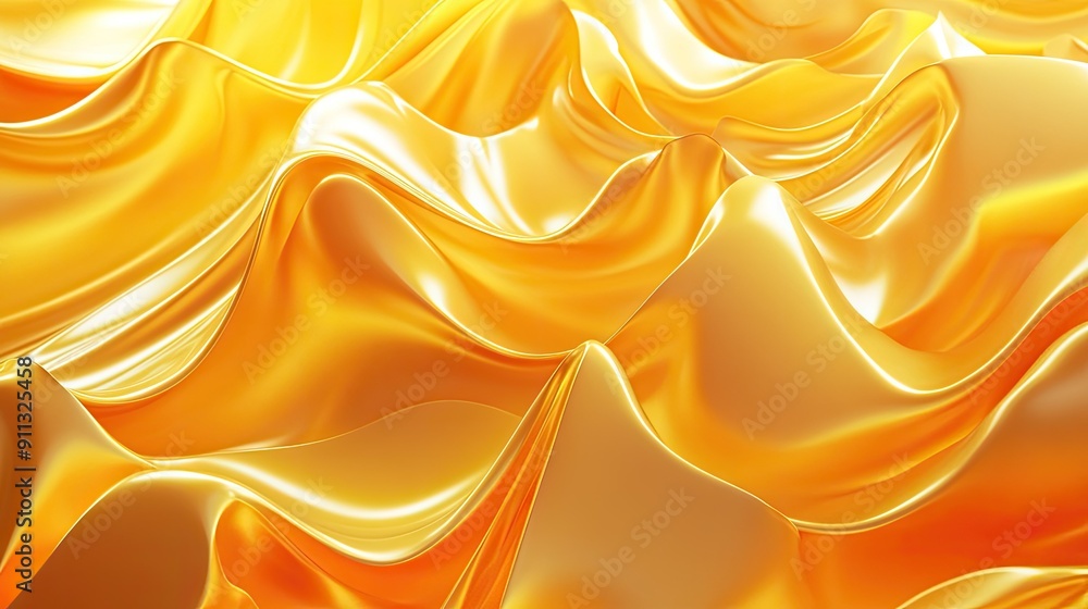 Poster dynamic 3d golden yellow background with abstract forms and vibrant highlights, ideal for energetic 