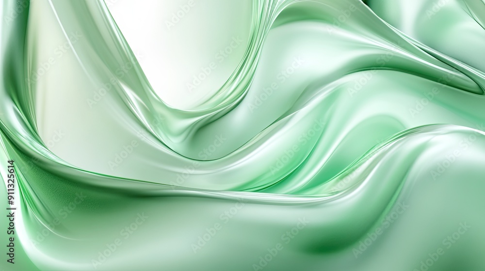 Poster dynamic 3d light green background with abstract shapes and gradient lighting, perfect for energetic 