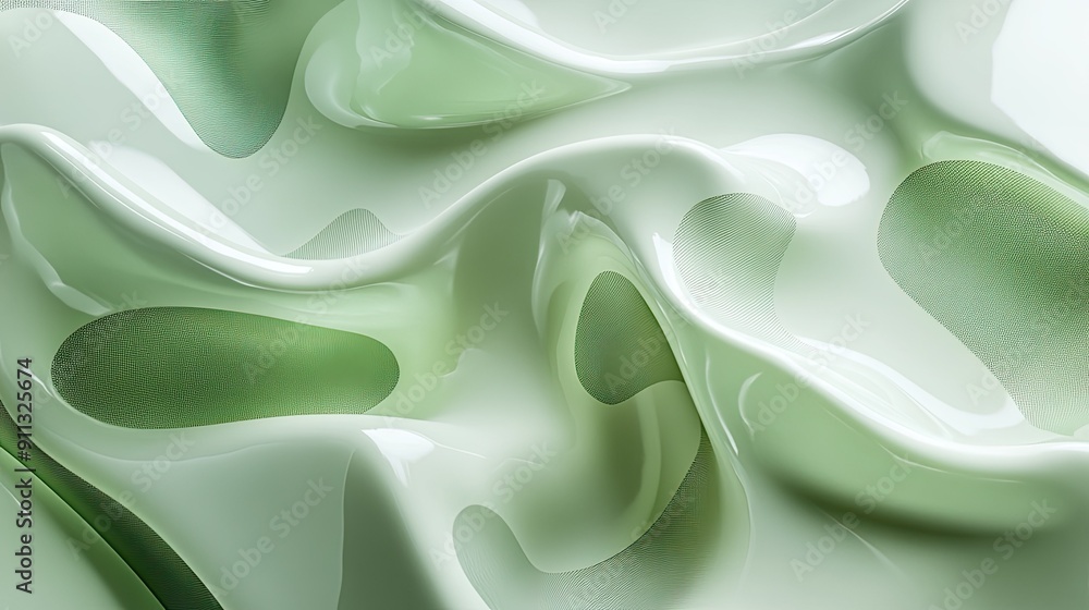 Poster dynamic 3d light green background with abstract shapes and gradient lighting, perfect for energetic 