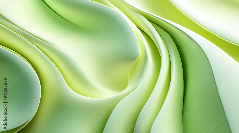 Poster dynamic 3d light green background with bold forms and vibrant colors, ideal for energetic and lively