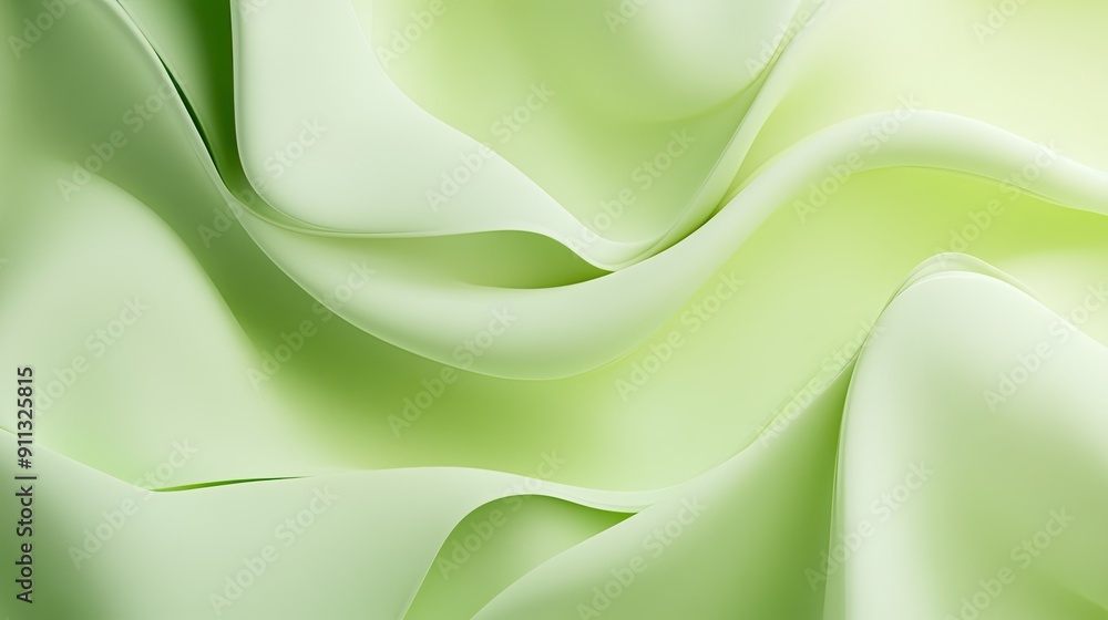 Poster dynamic 3d light green background with overlapping shapes and subtle lighting, ideal for energetic a