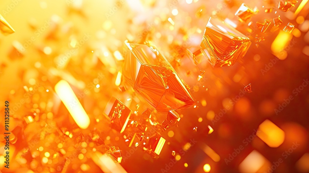 Poster dynamic 3d orange background with abstract shapes and bright highlights, creating an energetic and l