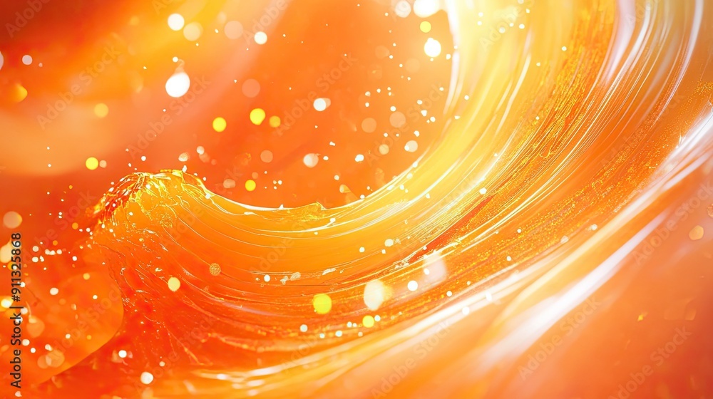 Poster dynamic 3d orange background with abstract shapes and bright highlights, creating an energetic and l
