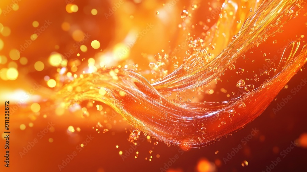 Poster dynamic 3d orange background with abstract shapes and bright highlights, creating an energetic and l