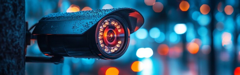 Obraz premium Modern Security Camera on Blue Background