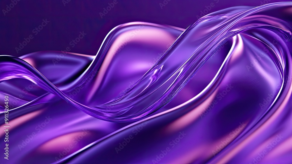 Poster dynamic 3d purple background with twisting ribbons and a glossy finish.
