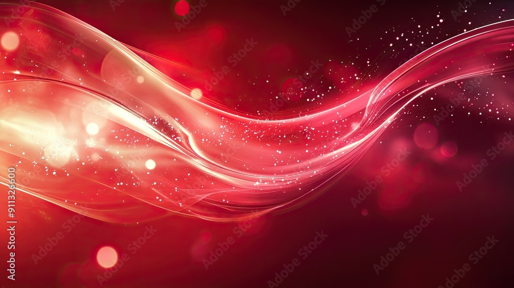 Poster dynamic 3d red background with abstract shapes and bright highlights, creating an energetic and live
