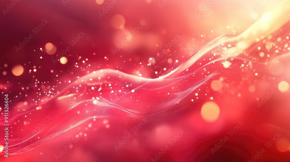 Poster dynamic 3d red background with abstract shapes and bright highlights, creating an energetic and live