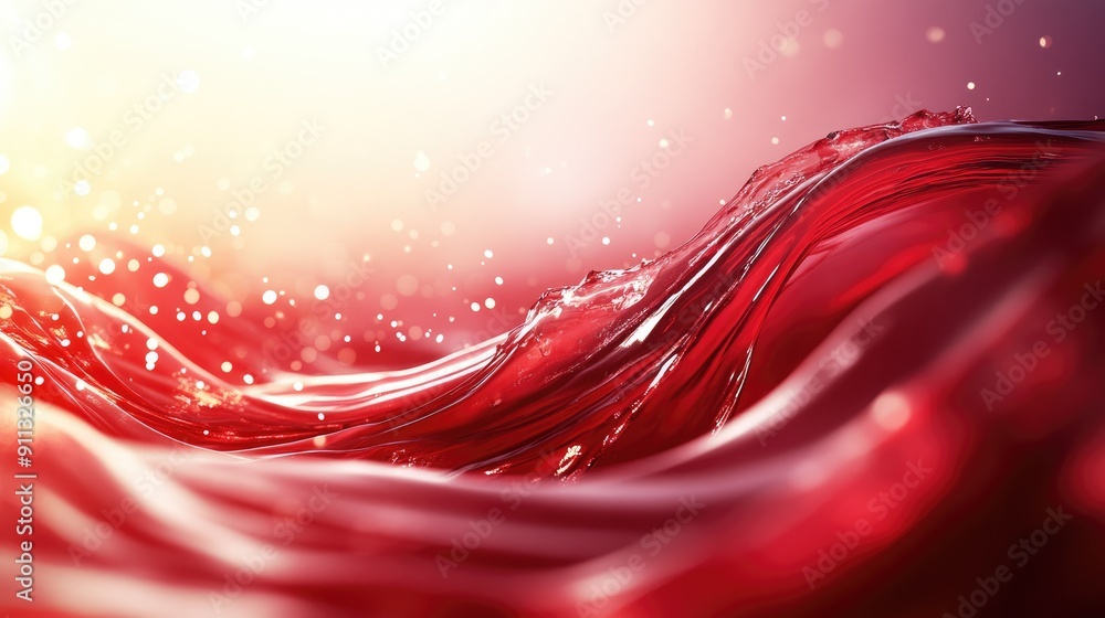 Poster dynamic 3d red background with abstract shapes and bright highlights, creating an energetic and live