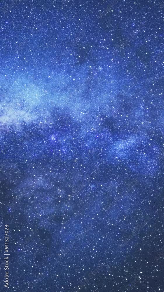 Wall mural travel through the starry space inside the blue andromeda galaxy. view of the cosmos and the milky w