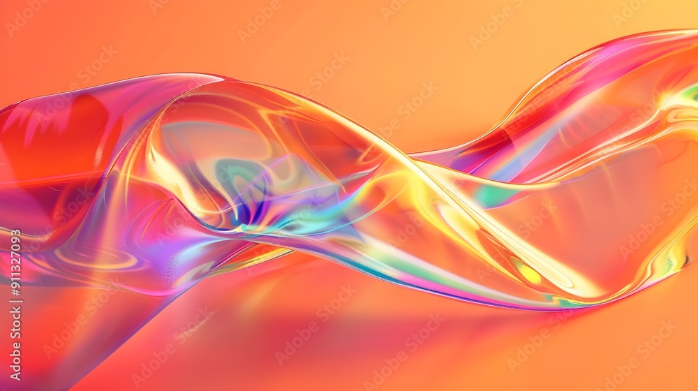 Aufkleber mesmerizing fluid motion artwork with vibrant kaleidoscopic waves and gradient patterns