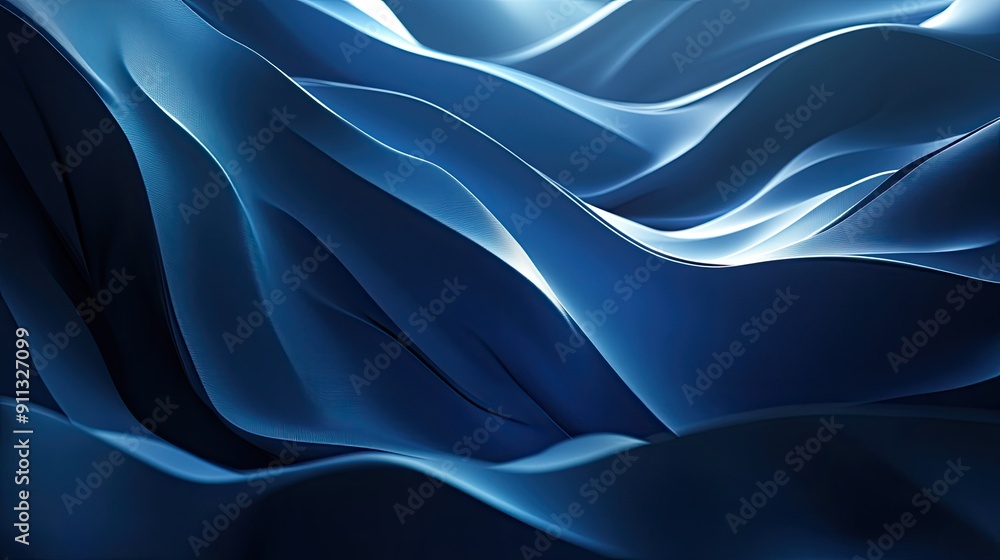 Poster elegant 3d blue background with subtle curves and soft lighting, ideal for sleek and sophisticated v