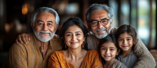 Fototapeta premium Punjabi Elegance: Portrait of a Prosperous and Joyful Family