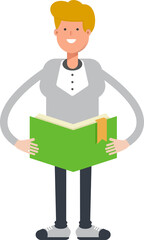 Male Character Reading Book
