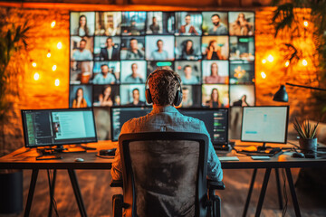 Multiethnic smiling businesspeople standing looking at camera making group photo in office together, happy diverse employees posing for picture with boss or team leader, showing unity and support