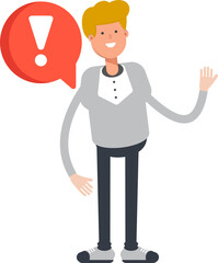 Male Character and Error Sign
