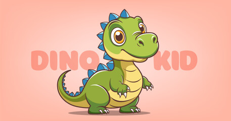 Vector cartoon cute kind little baby dinosaur. Prehistoric ancient animal. Kid toy. Dino rex sticker. Mythical young dragon cub. © GAlexS