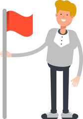 Male Character Holding Flag
