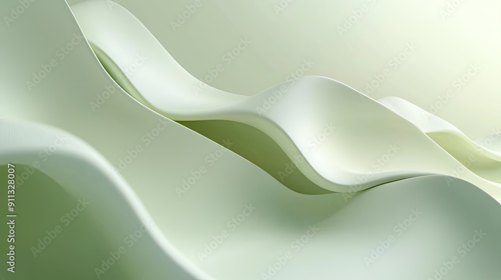 Poster elegant 3d light green background with soft curves and subtle gradients, creating a refined and soph