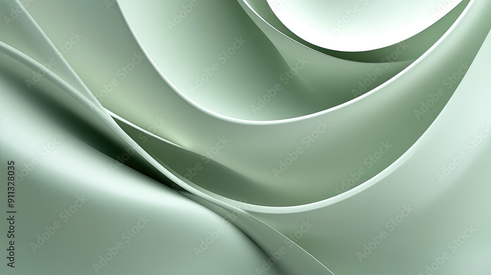 Poster elegant 3d light green background with soft curves and subtle gradients, creating a refined and soph