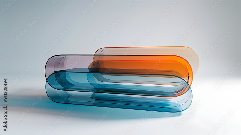 Poster colorful translucent geometric display shapes in modern abstract design
