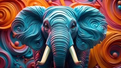 Vibrant stylized elephant artwork with colorful swirls, modern art, ideal for home decor. Generative AI
