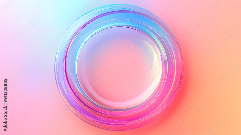 Poster vibrant neon gradient swirl with glowing circular shapes in captivating abstract design