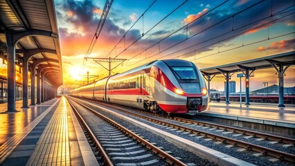 Fototapeta premium A Glimpse of Italian Rail: The Trenitalia Intercity at Dawn generative AI
