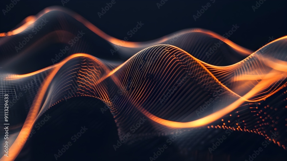 Poster Vibrant Digital Waves of Luminous Energy and Movement in a Futuristic Backdrop