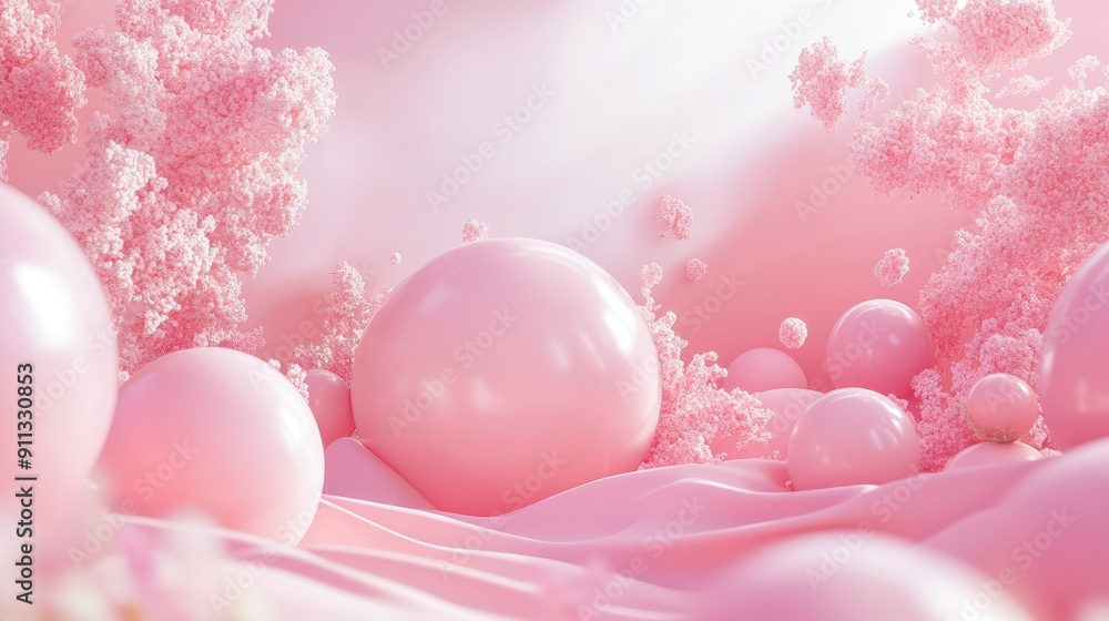 Poster fresh 3d pink background with soft hues and smooth textures, creating a refreshing and uplifting atm
