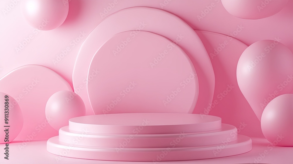 Poster fresh 3d pink background with soft hues and smooth textures, creating a refreshing and uplifting atm