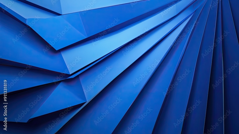Poster geometric 3d blue background with sharp angles and sleek lines, perfect for modern and stylish desig